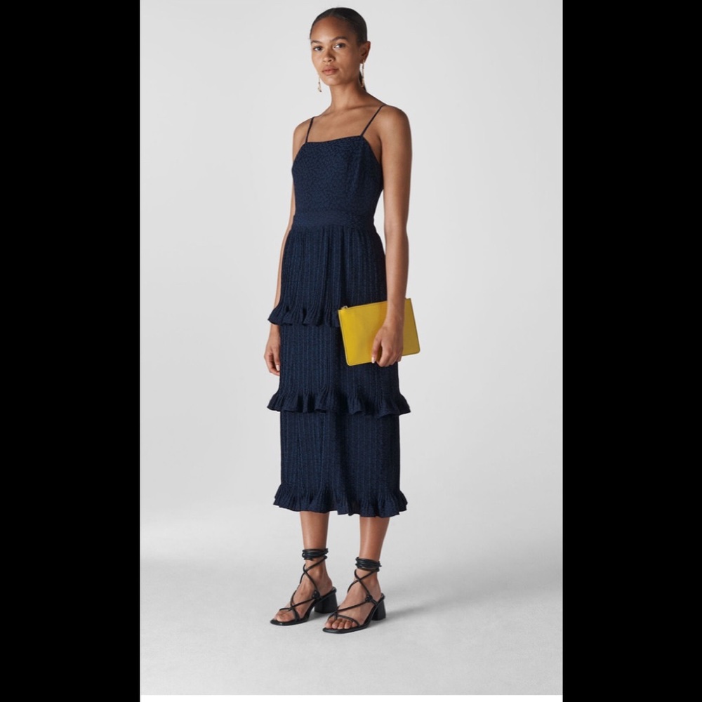 Whistles ANIMAL JACQUARD PLEATED DRESS